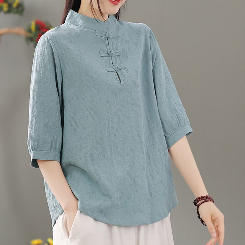 Blouses - Blus model pullover dengan kerah bundar,