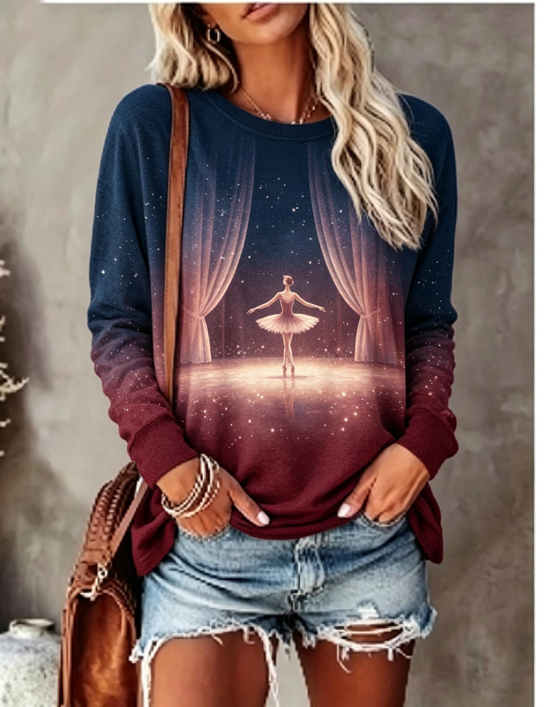 Blouses - Kaos Wanita Lengan Panjang, Motif Penari