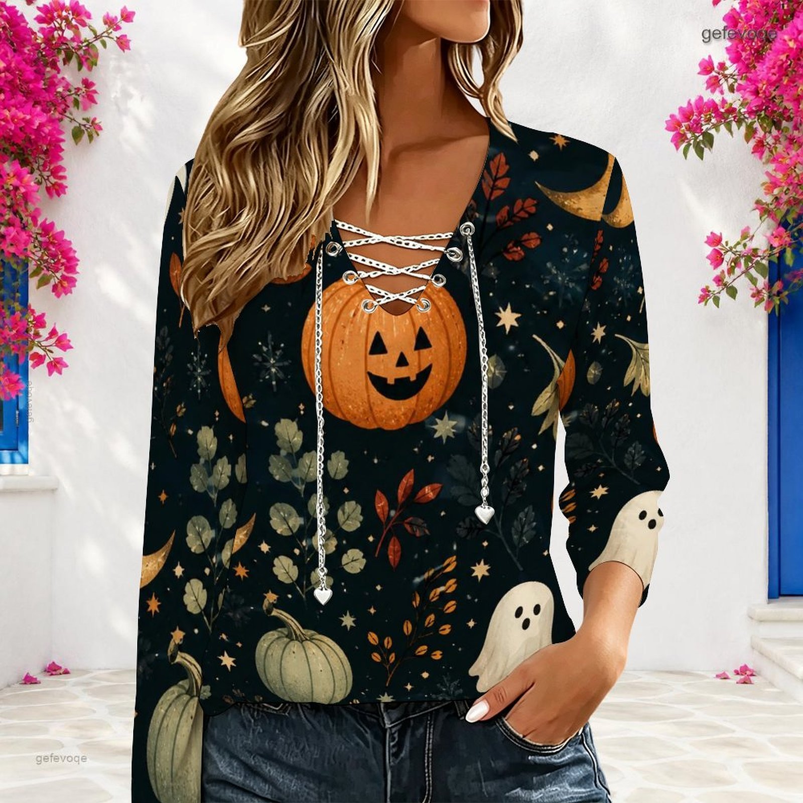 Atasan Wanita V-Neck Lengan Pa - Blouses ulasan dan harga
