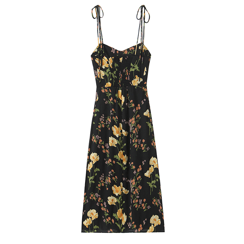 YENKYE Gaun Selempang Motif Bu - French Vintage Floral Midi Dress ulasan dan harga