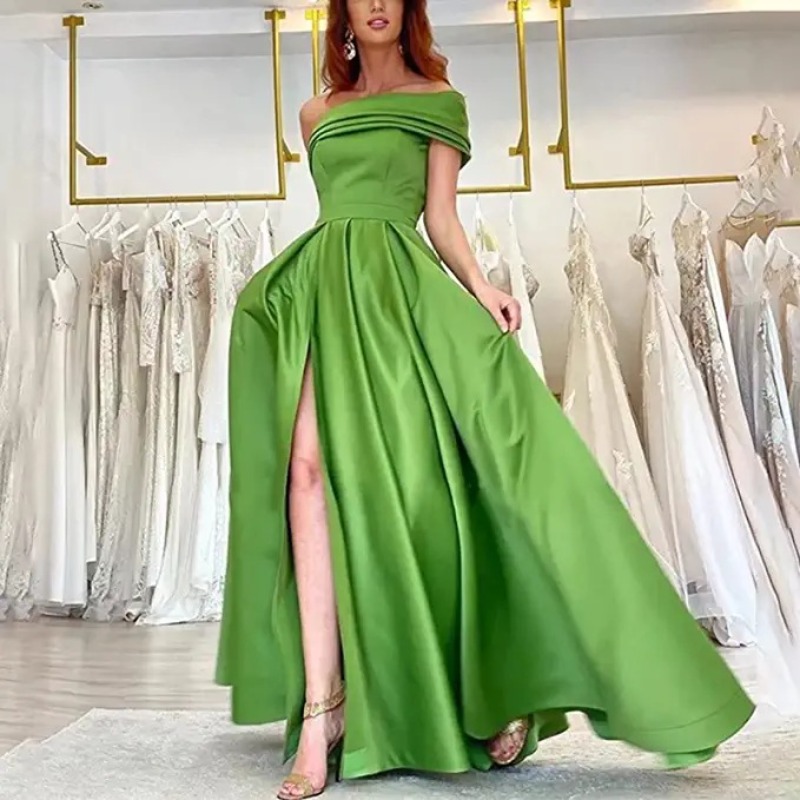 Gaun Malam Satin Elegan Tanpa  - Elegant Satin Evening Gown Split ulasan dan harga