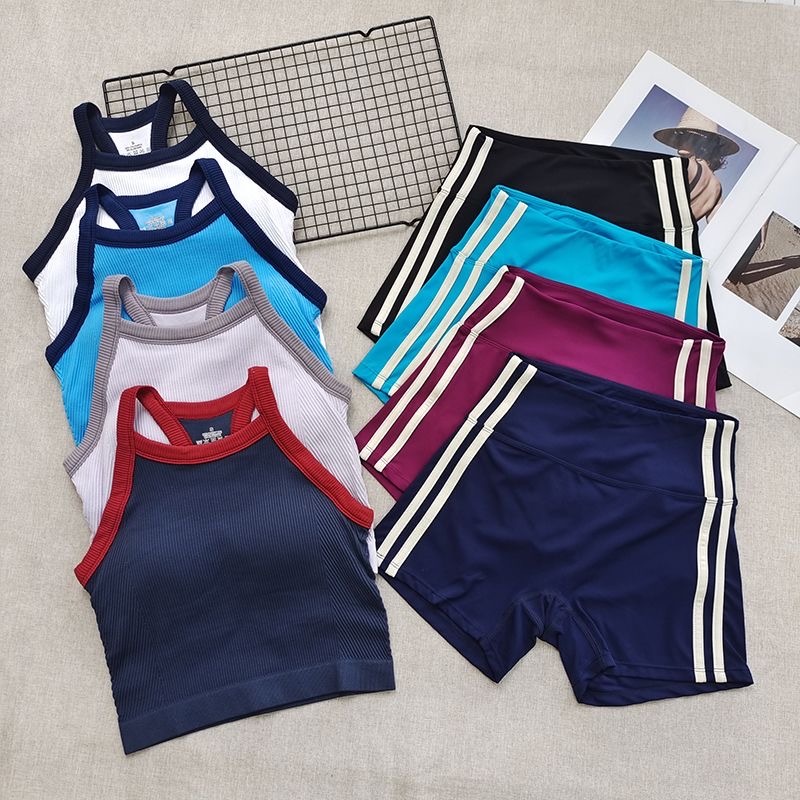 Set Olahraga Wanita Bergaris 2 - Seamless Ribbed Workout Tank Top ulasan dan harga