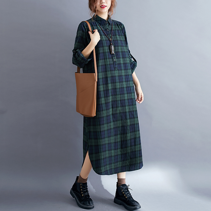 Gaun Kemeja Lengan Panjang Mot - Korean Style A Line Shirt Dress ulasan dan harga