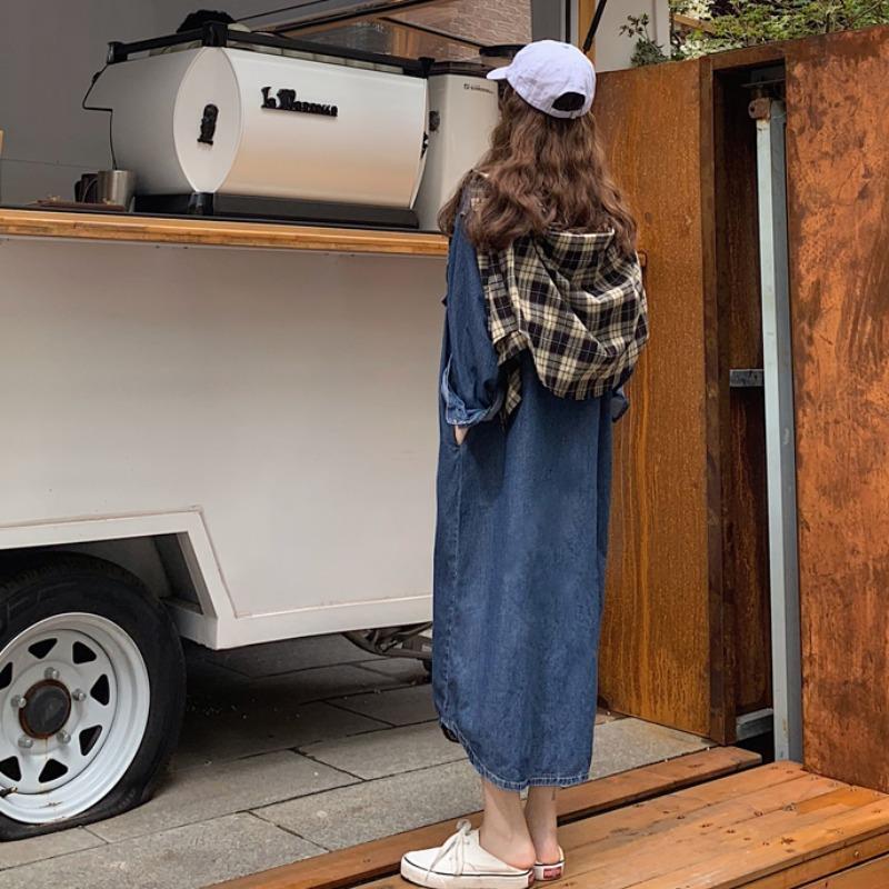 Gaun Kemeja Denim Wanita Terba - Korean Style A Line Shirt Dress ulasan dan harga