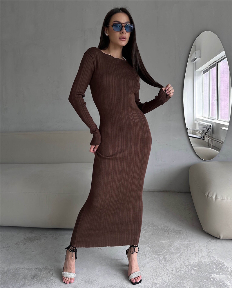 Vsstiar gaun wanita rajut berg - Bodycon Long Sleeve Ribbed Dress ulasan dan harga