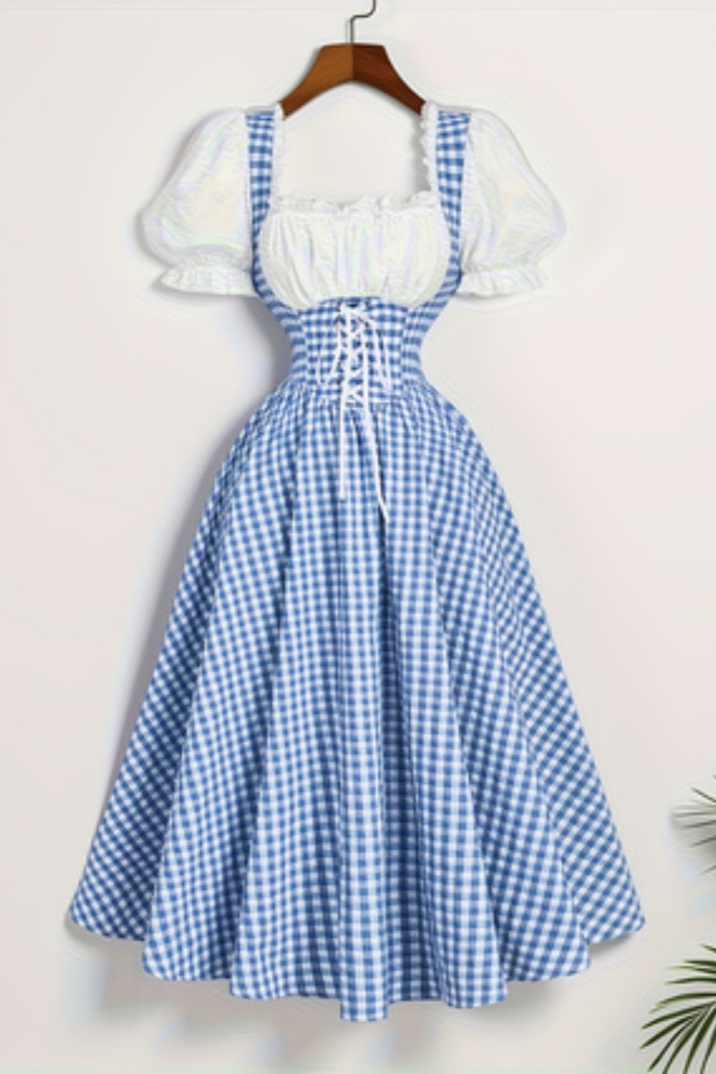 Gaun Wanita Model Tali Pinggan - French Vintage Floral Midi Dress ulasan dan harga